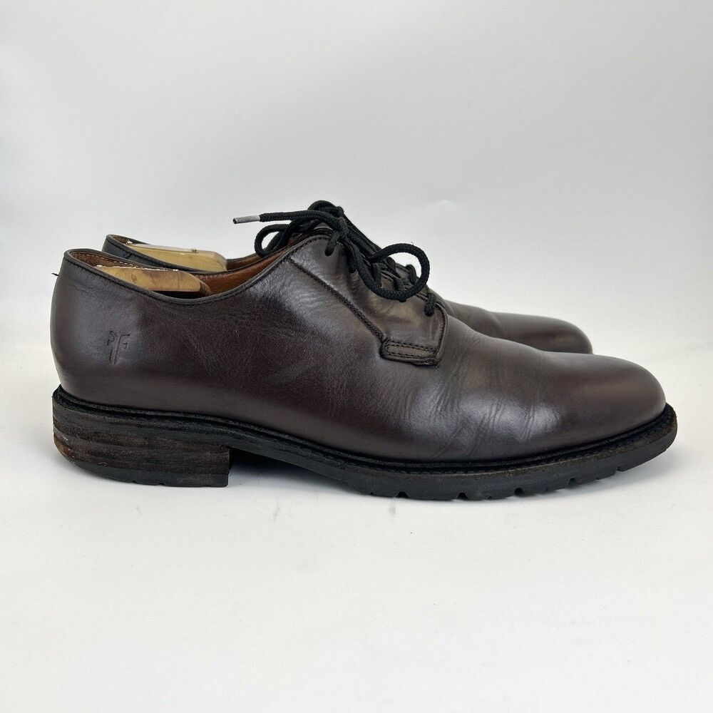 FRYE James Lug Oxford Dress Shoes Men’s Size 11 D Havana Dark Brown Leather - Picture 2 of 10